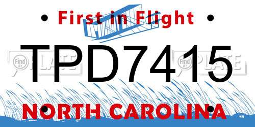 TPD7415 North Carolina License Plate