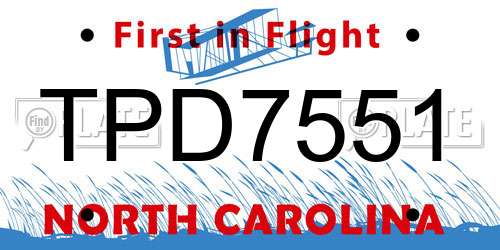 TPD7551 North Carolina License Plate