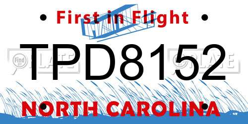 TPD8152 North Carolina License Plate