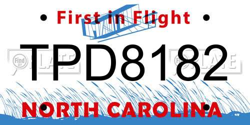 TPD8182 North Carolina License Plate