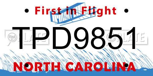 TPD9851 North Carolina License Plate