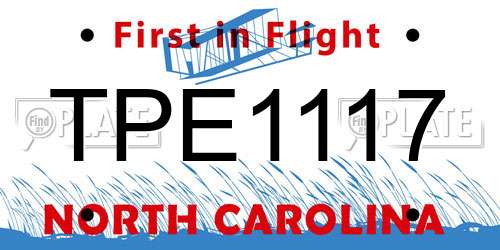 TPE1117 North Carolina License Plate