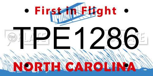 TPE1286 North Carolina License Plate