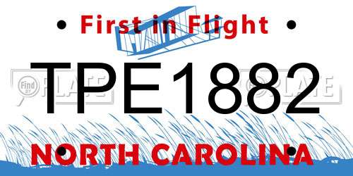 TPE1882 North Carolina License Plate