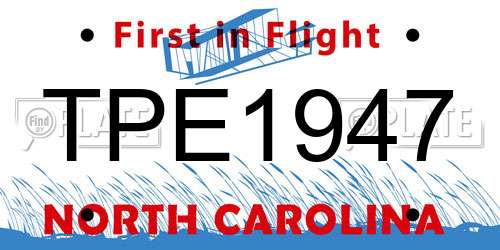 TPE1947 North Carolina License Plate