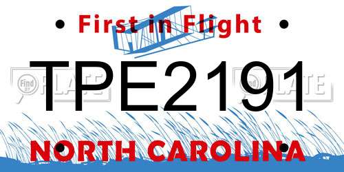 TPE2191 North Carolina License Plate