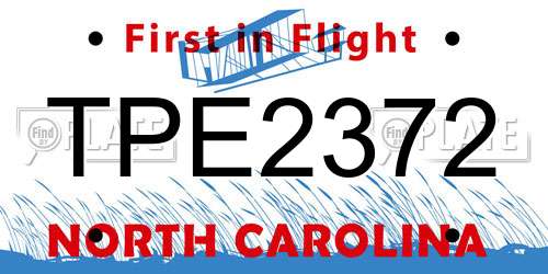 TPE2372 North Carolina License Plate
