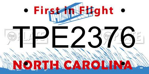 TPE2376 North Carolina License Plate