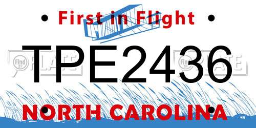 TPE2436 North Carolina License Plate