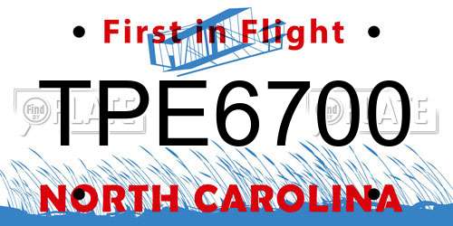 TPE6700 North Carolina License Plate