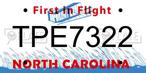 TPE7322 North Carolina License Plate