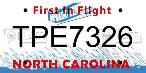 TPE7326 North Carolina License Plate