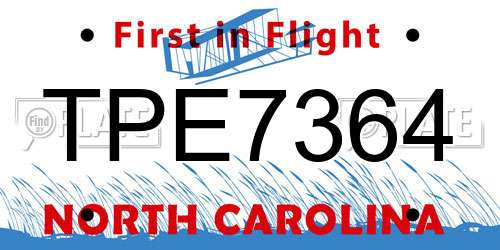 TPE7364 North Carolina License Plate