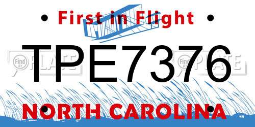 TPE7376 North Carolina License Plate