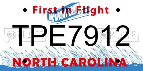 TPE7912 North Carolina License Plate