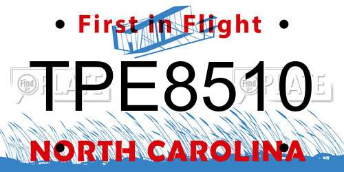 TPE8510 North Carolina License Plate