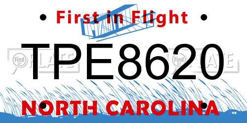TPE8620 North Carolina License Plate