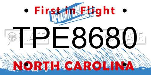 TPE8680 North Carolina License Plate