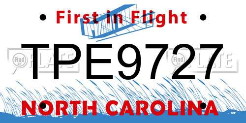 TPE9727 North Carolina License Plate