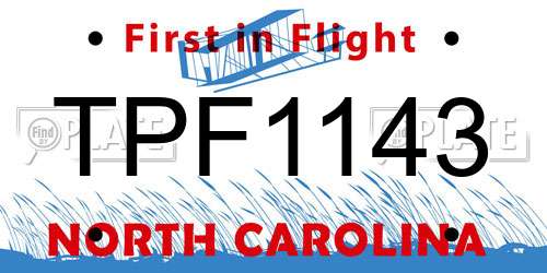 TPF1143 North Carolina License Plate