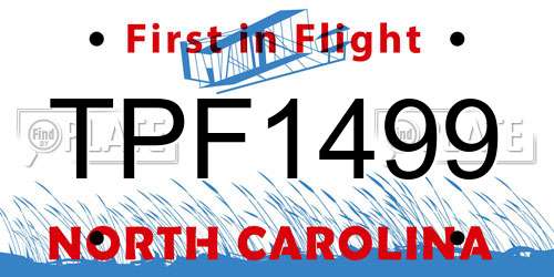 TPF1499 North Carolina License Plate