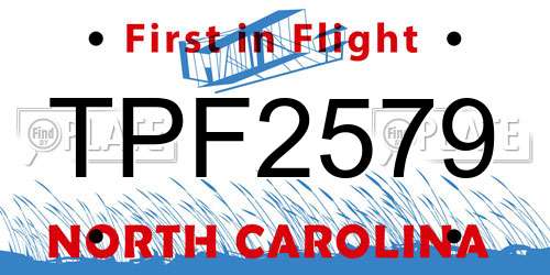TPF2579 North Carolina License Plate