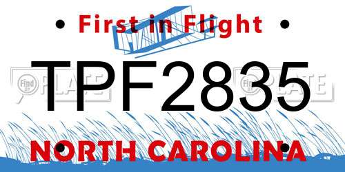 TPF2835 North Carolina License Plate