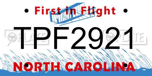 TPF2921 North Carolina License Plate