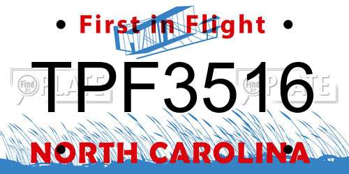 TPF3516 North Carolina License Plate