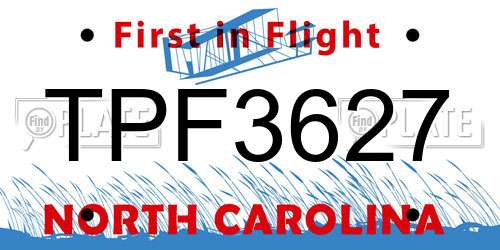 TPF3627 North Carolina License Plate