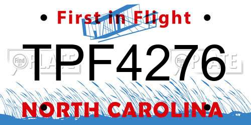 TPF4276 North Carolina License Plate