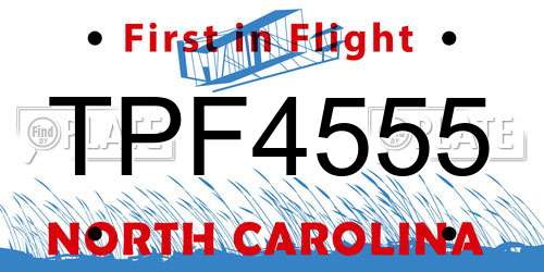 TPF4555 North Carolina License Plate