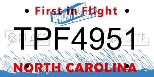 TPF4951 North Carolina License Plate