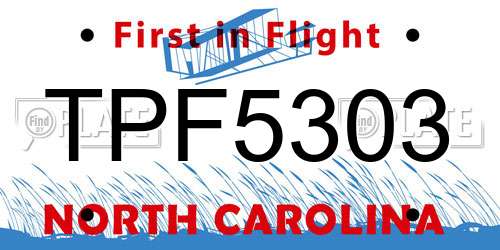 TPF5303 North Carolina License Plate