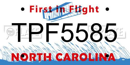 TPF5585 North Carolina License Plate