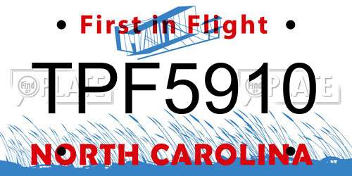 TPF5910 North Carolina License Plate