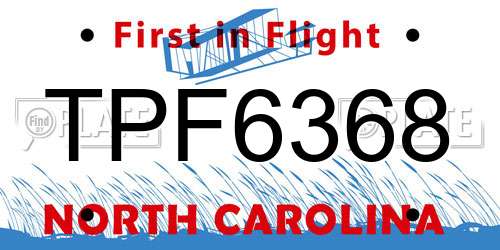 TPF6368 North Carolina License Plate