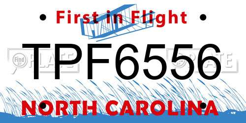 TPF6556 North Carolina License Plate