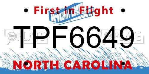 TPF6649 North Carolina License Plate