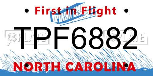 TPF6882 North Carolina License Plate