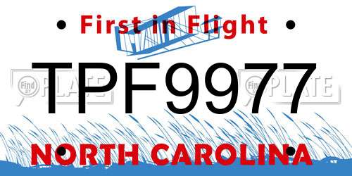 TPF9977 North Carolina License Plate