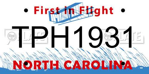 TPH1931 North Carolina License Plate