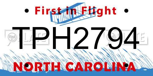 TPH2794 North Carolina License Plate