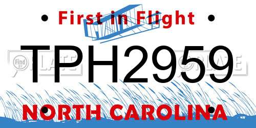 TPH2959 North Carolina License Plate