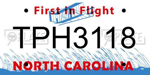 TPH3118 North Carolina License Plate