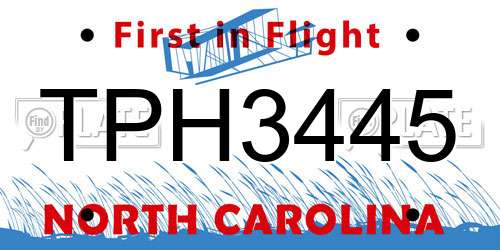 TPH3445 North Carolina License Plate