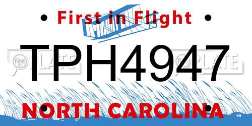 TPH4947 North Carolina License Plate