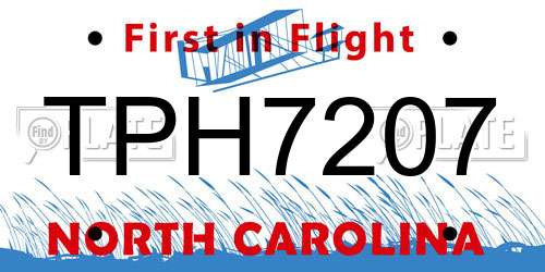 TPH7207 North Carolina License Plate
