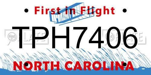 TPH7406 North Carolina License Plate