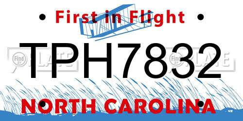 TPH7832 North Carolina License Plate